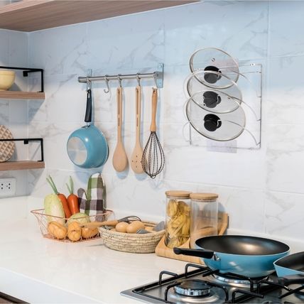 2x Kitchen Pot Lid Holder - Pan Rack & Organizer for Cupboard - 3-Tier Pantry