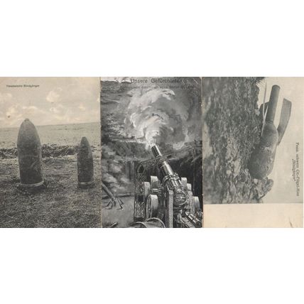 German WW1 Artillery 3x Old War Postcards incl Sent By Soldier