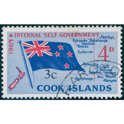 Cook Islands 1967 3c on 4d red & blue SG209 used