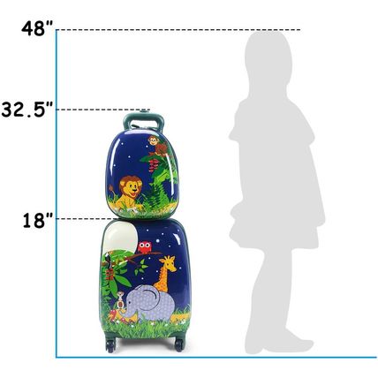 HONEY JOY Kids Luggage, 12" Toddler Backpack & 16" Travel Suitcase with Wheels,