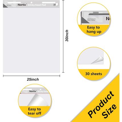 Nortix Flip Chart Paper, Sticky Easel Pads, Chart Paper for Teachers, Upgraded D