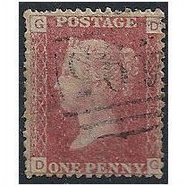 1858 SG43 1d Red Plate 106 Fine Used "DG".