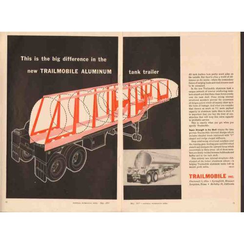 trailmobile inc 1957 big difference aluminum tank trailer vintage ad