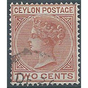 Ceylon 1883 SG146 2c Pale Brown Wmk Crown CA Fine Used....