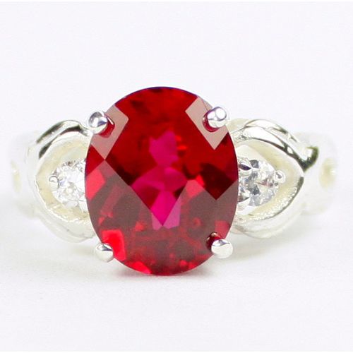 Created Ruby, 925 Sterling Silver Ladies Ring, SR243