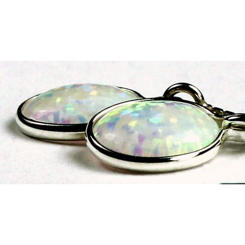 Created White Opal, 925 Sterling Silver Threader Earrings, SE005