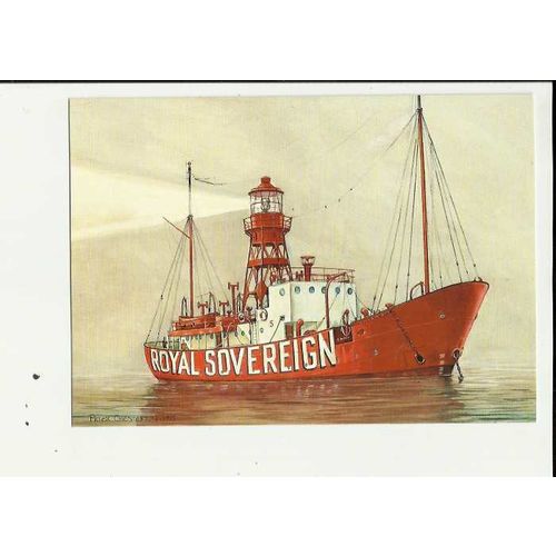 Sussex ROYAL SOVEREIGN LIGHTSHIP Art Postcard by Leander (AA-017)