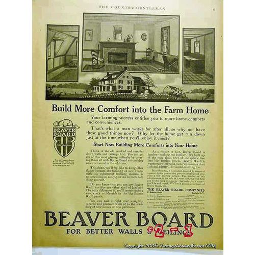 BEAVER BOARD 1918 old home construction walls ceiling vintage ad