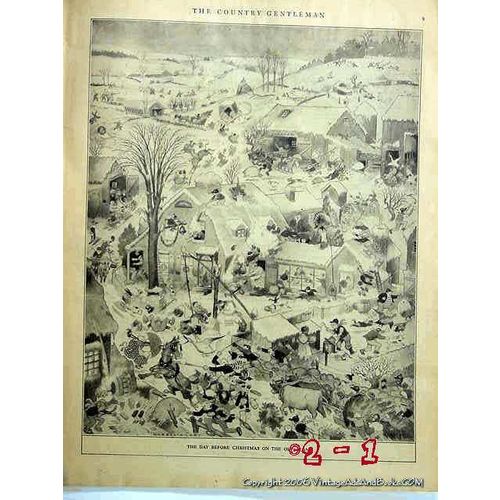 HARRISON CADY 1918 Day Before Christmas on the Old Farm cartoon print