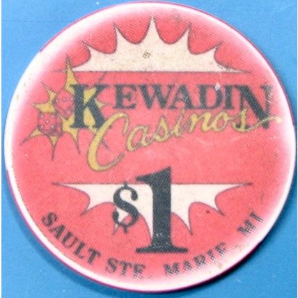 Kewadin. $1 Casino Chip. Sault Ste Marie, MI. Z34.