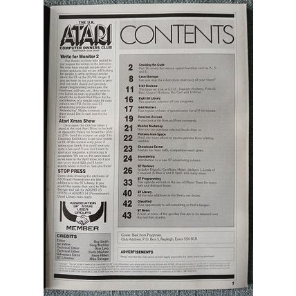 Atari Monitor Magazine 20, 1988, UK Atari Computer Owner's Club
