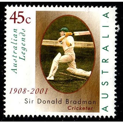 Australia 2001 Legends Sir Donald Bradman 45c MNG Stamp No Postmark No Gum.