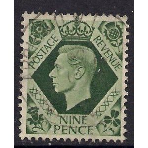 GB 1939 George VI 9d dark olive Used SG473