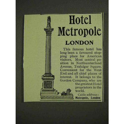 1903 Hotel Metropole Ad - London