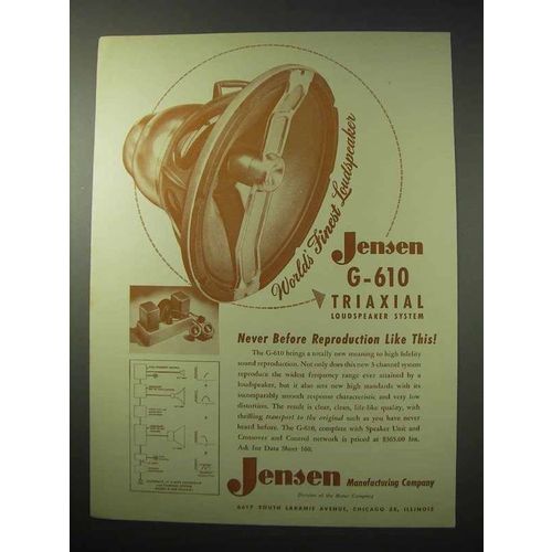 1950 Jensen G-610 Triaxial Loudspeaker Ad!