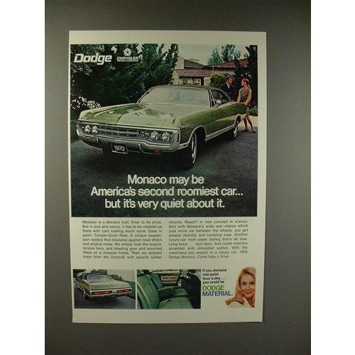 1970 Dodge Monaco Car Ad - Second Roomiest