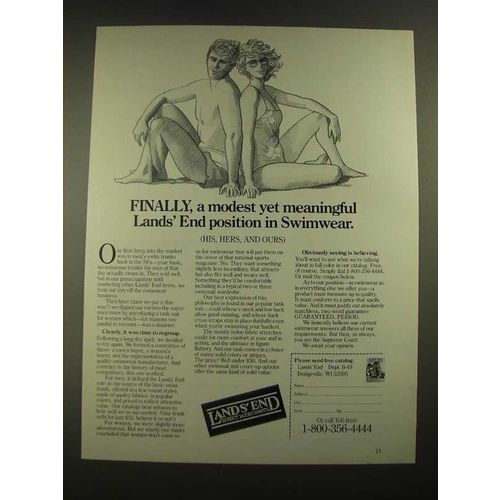 1988 Lands' End Swimwear Ad - Modest Yet Meaningful Position