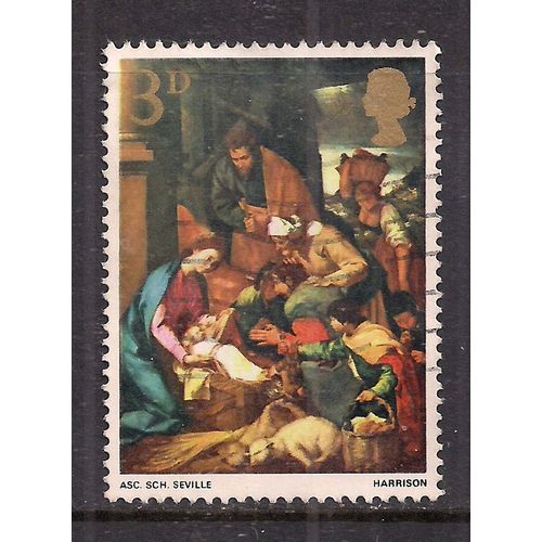 GB 1967 QE2 3d Christmas Paintings used stamp SG 756 ( H295 )