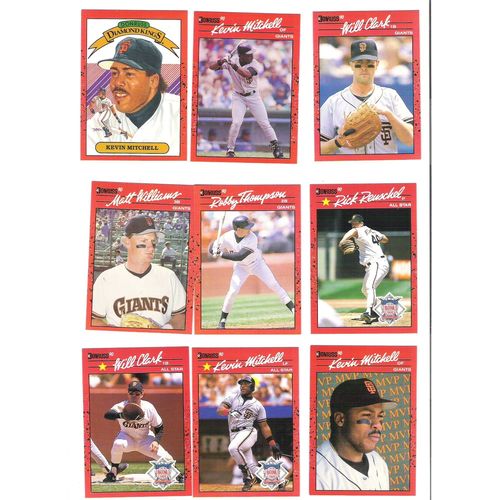 1990 Donruss San Francisco Giants team set with Rookies set cards- 34 cards