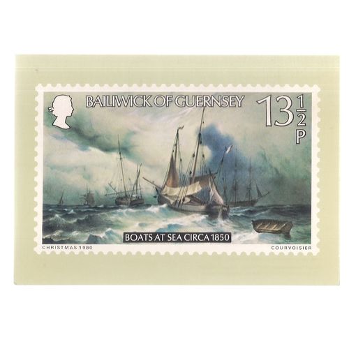 BAILIWICK, GUERNSEY POST OFFICE STAMP CARD, unused postcard CHRISTMAS 1980 a =