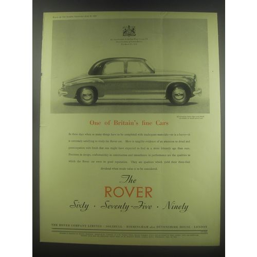 1954 Rover Cars Ad - One of britain's fine cars
