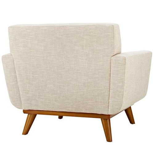 Classic Mid-Century Modern Tufted Club Arm Chair Beige Tweed Teal Blue or White