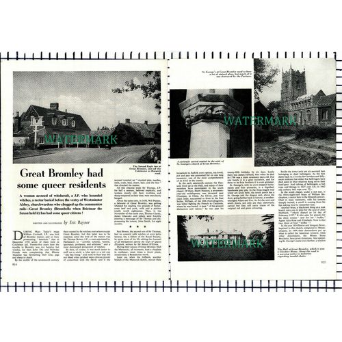 (7523) Great Bromley Essex Black Boy Inn Spread Eagle - 1966 Article