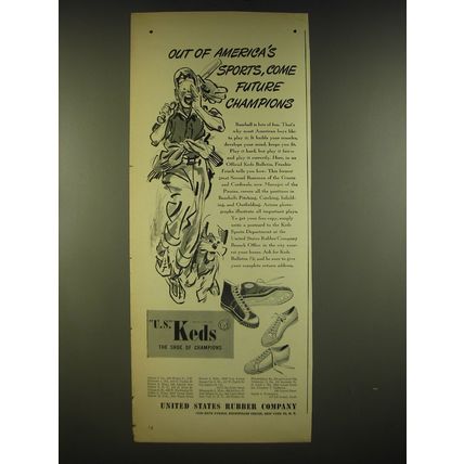 1944 U.S. Keds Shoes Ad - Out of America's sports, come future champions