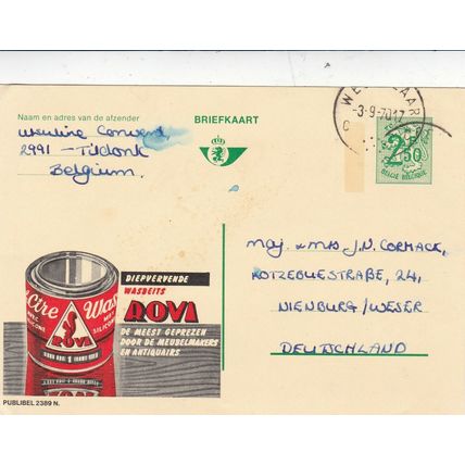 Belgium 1970 Rovi Advertising 2.50f Postal card written VGC