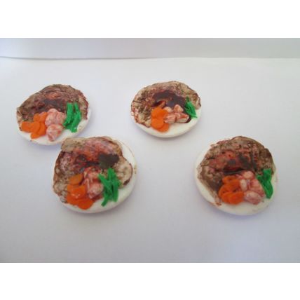 DOLLS HOUSE MINIATURE FOOD 4 x ROAST BEEF DINNERS - 12TH SCALE Handmade