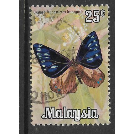 MALAYSIA 1970 BUTTERFLIES 1964 25c EUPLOEA LEUCOSTICTUS FINE USED#