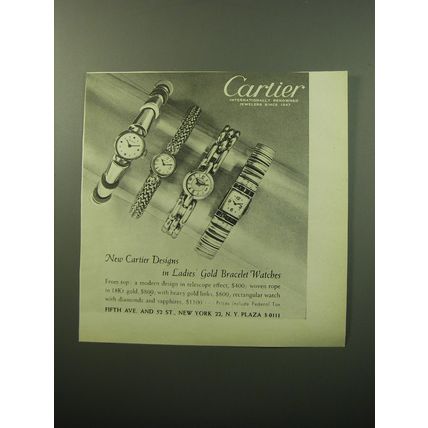 1950 Cartier Ladies' Gold Bracelet Watches Advertisement