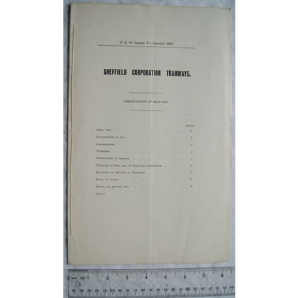 1925 Provisional Order Sheffield Corporation Tramways