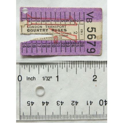 Vintage: ticket London Transport Country Buses 1/- - 2