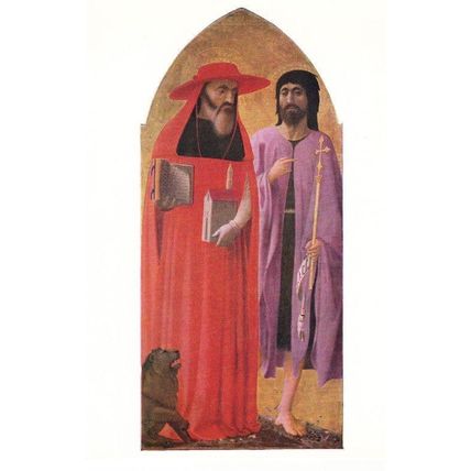 Masolino St John The Baptist & Jerome Art National Gallery Painting Postcard