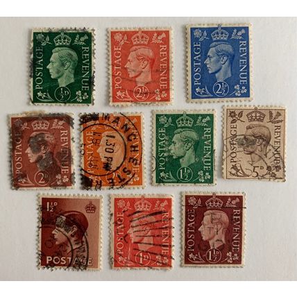 UK Stamps Lot Great Britain King George VI Used Collection NC Perfin Manchester