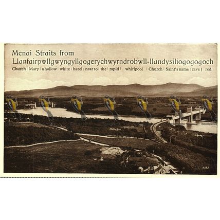 Menai Straits from Llanfair... Bridge, Wales, 6182 Valentines Valesque Postcard