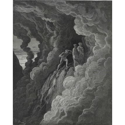 TERRACE OF WRATHFUL 1903 Gustave Doré - Dante Alighieri ANTIQUE ENGRAVING