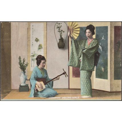 Japanese Dancing Girls, c.1905 - Landeker & Brown Postcard