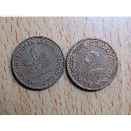 1970f 2 Pfennig Germany Coin