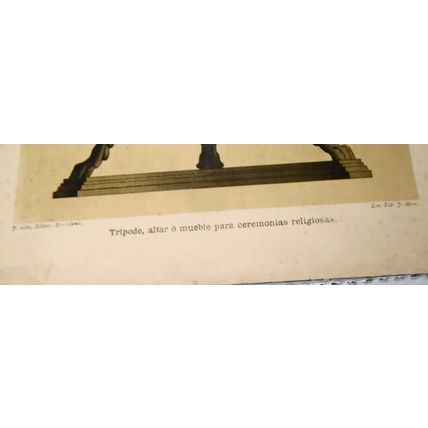 Roma: Tripode, altar o mueble para ceremonias religiosas - litho ca 1890 J Aleu