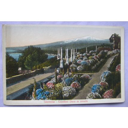 vintage colour postcard Taormina, Italy