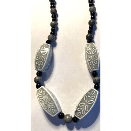 Grey Porcelain Necklace #3285 -18"