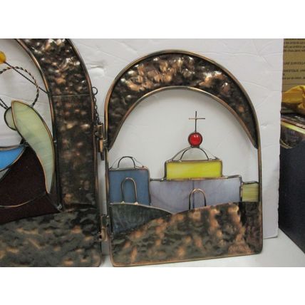 Stained Glass Hinged Nativity Set Sun Catcher 3 Piece Christmas Scene