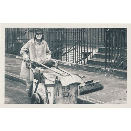 Postcard WW2 Woman Worker Street Cleaner 1941 St Pancras London Clean Nostalgia