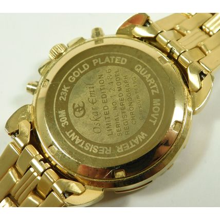 Working Oskar Emil Caesium Quartz 23ct GP Chronograph Wristwatch Ltd Edition