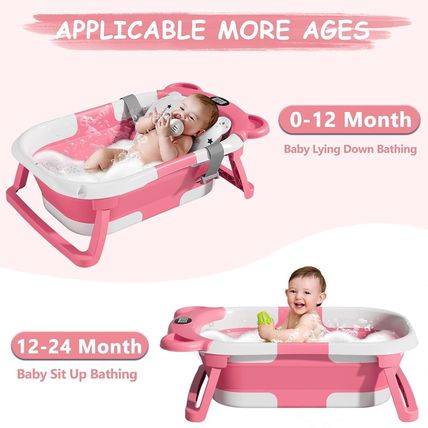 TPN Collapsible Baby Bathtub for Infants to Toddler with Real-Time Temp Monitor+