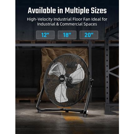 Simple Deluxe 18 Inch 3-Speed High Velocity Heavy Duty Metal Industrial Floor Fa