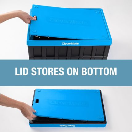 Clevermade Collapsible Storage Bins with Lids- Neptune Blue 3Pack 46L- Plastic C