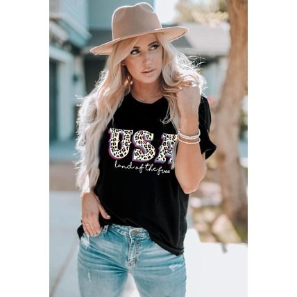 Black Leopard UAS land of the free Graphic T Shirt